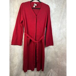 The Look Randolph Duke Cranberry Silk Blend Belted Duster Cardigan Size Lage